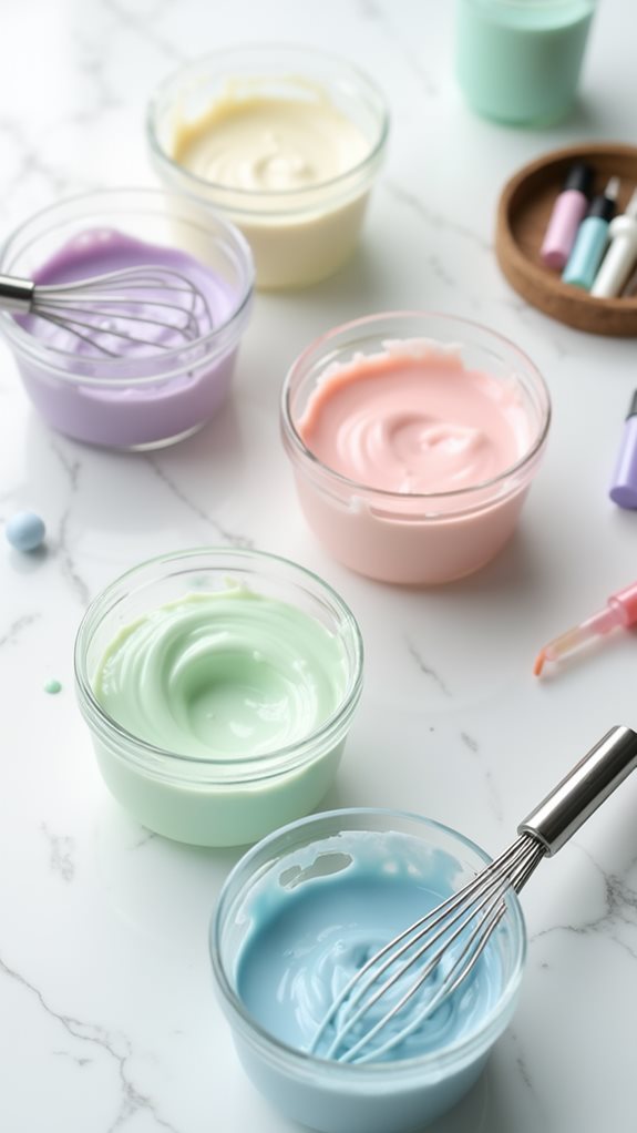 mixing pastel food coloring