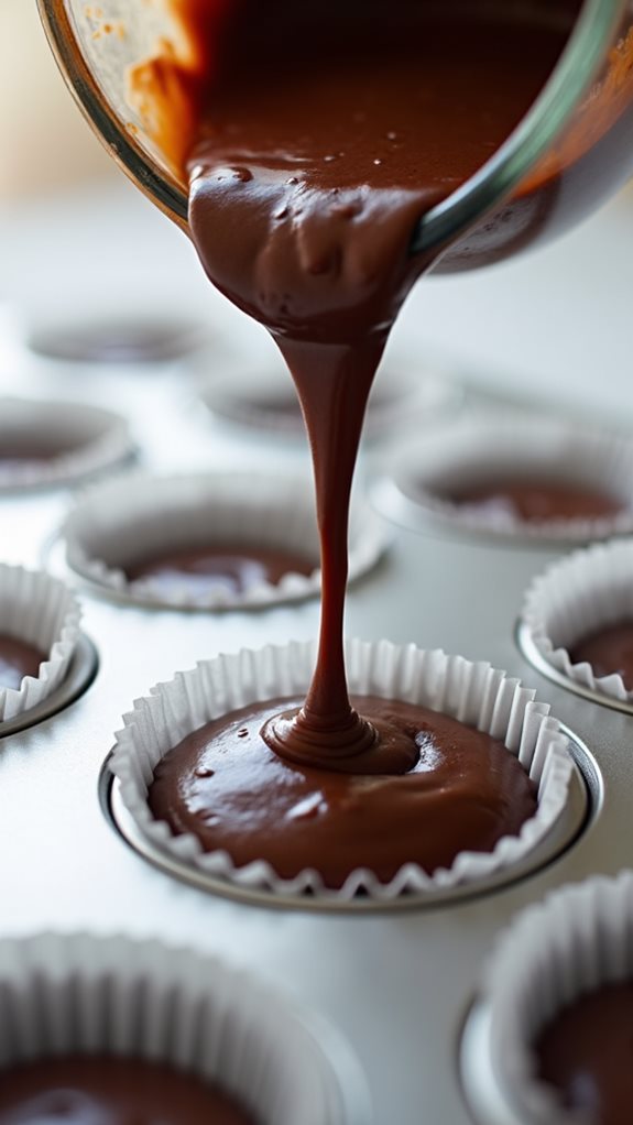 pour batter into liners