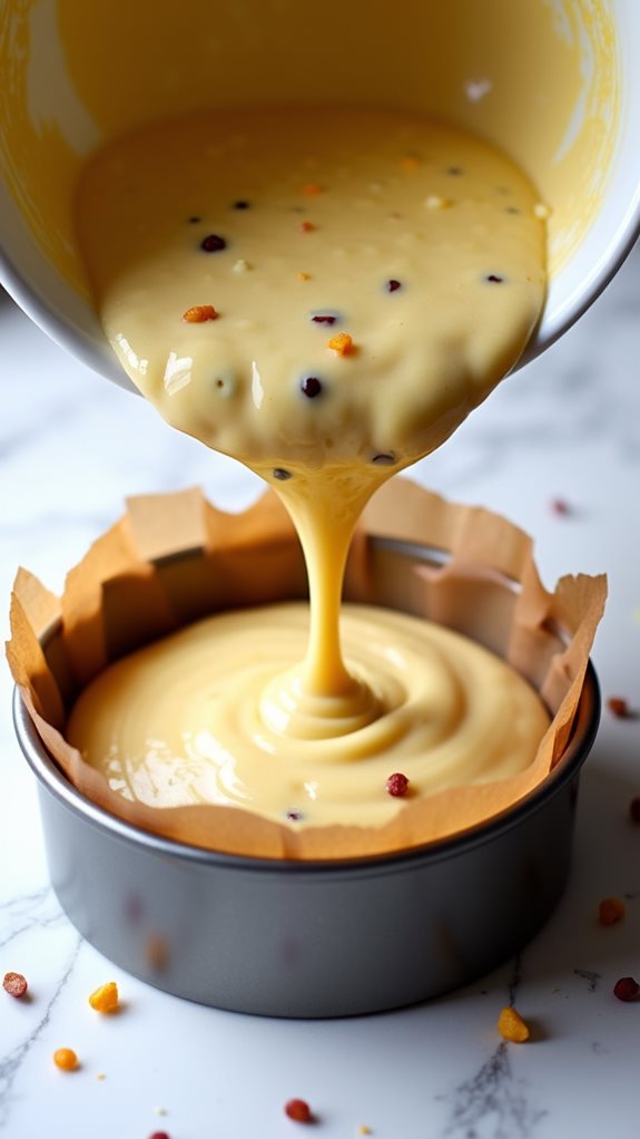 pour batter into pan