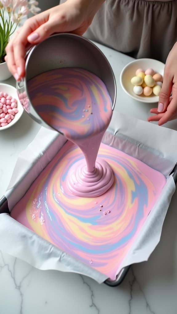 pour batter into pan