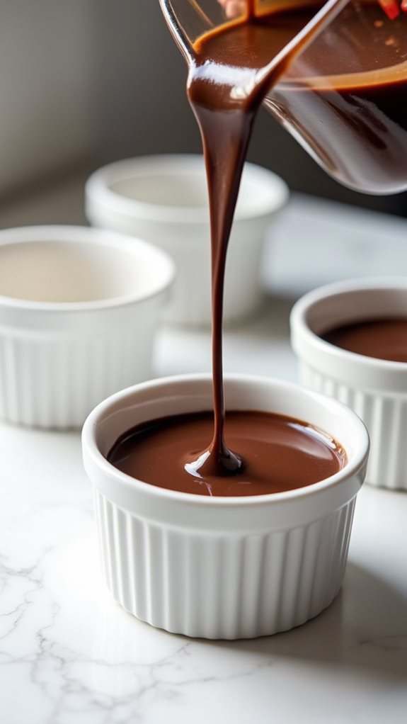 pour mixture into dishes