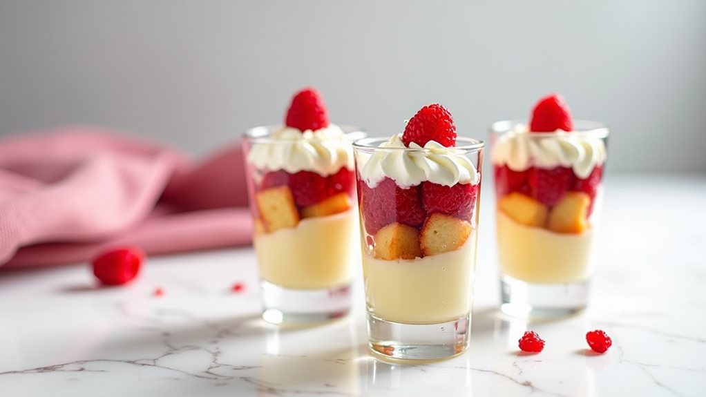 raspberry dessert in shooters