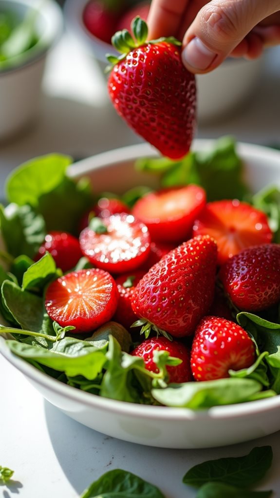 top greens with strawberries