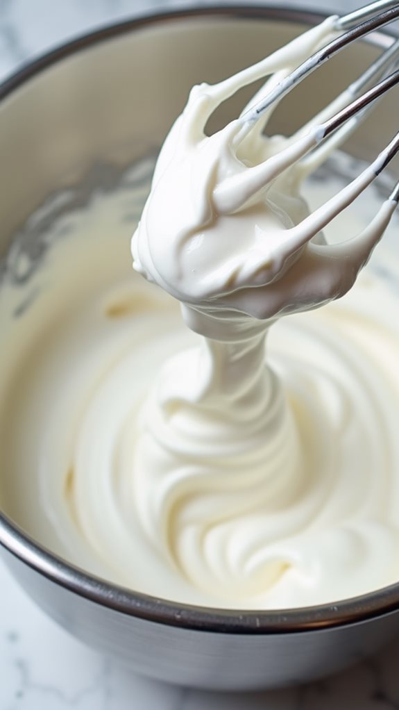 whip cream to peaks