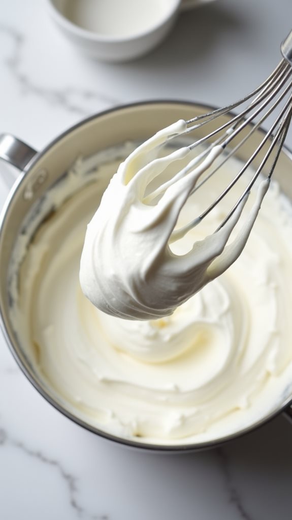 whip cream to peaks