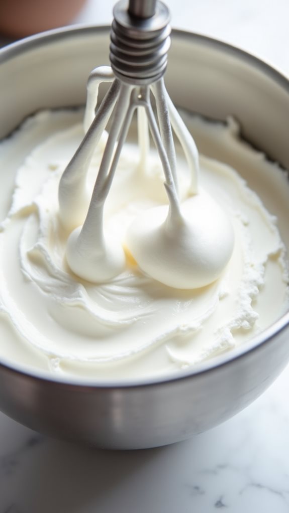 whip cream to peaks