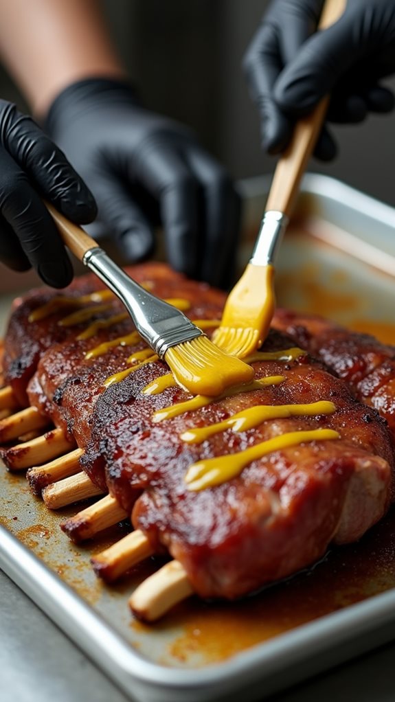 coat lamb using mustard