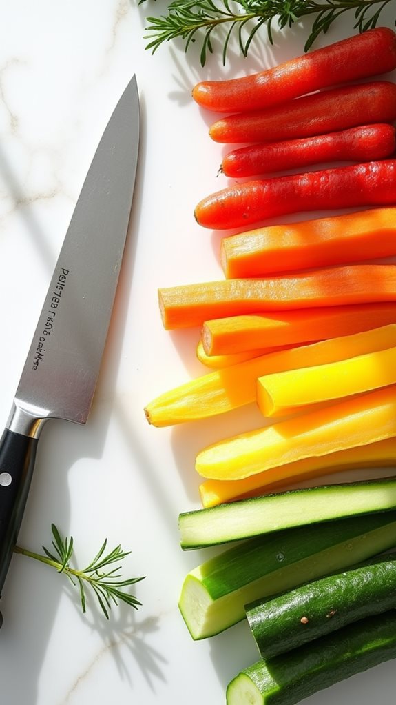 cut vegetables into sticks