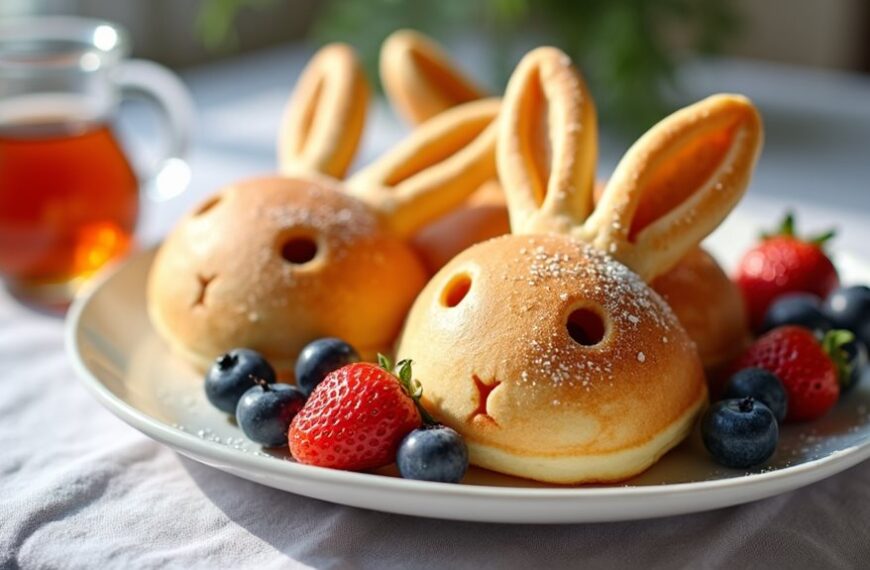 easter themed bunny pancakes