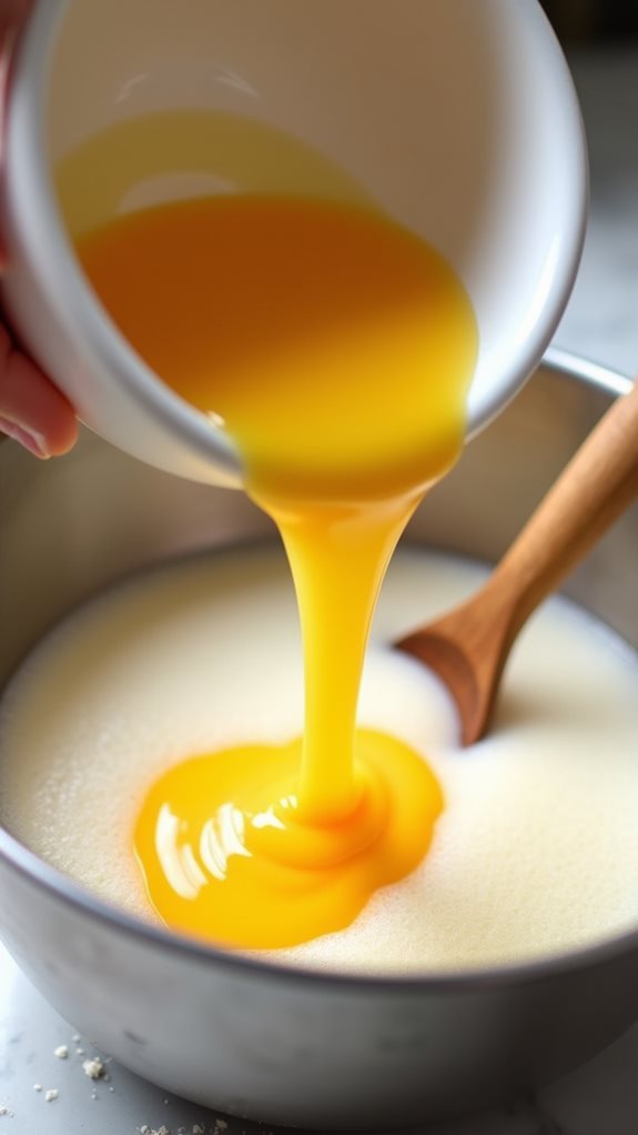 gradually incorporate beaten eggs