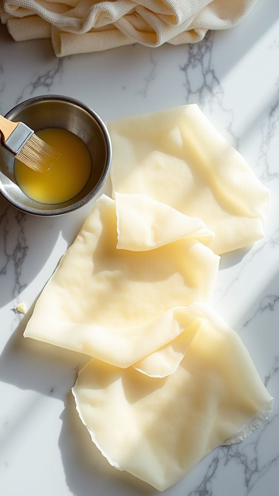 layer phyllo with butter