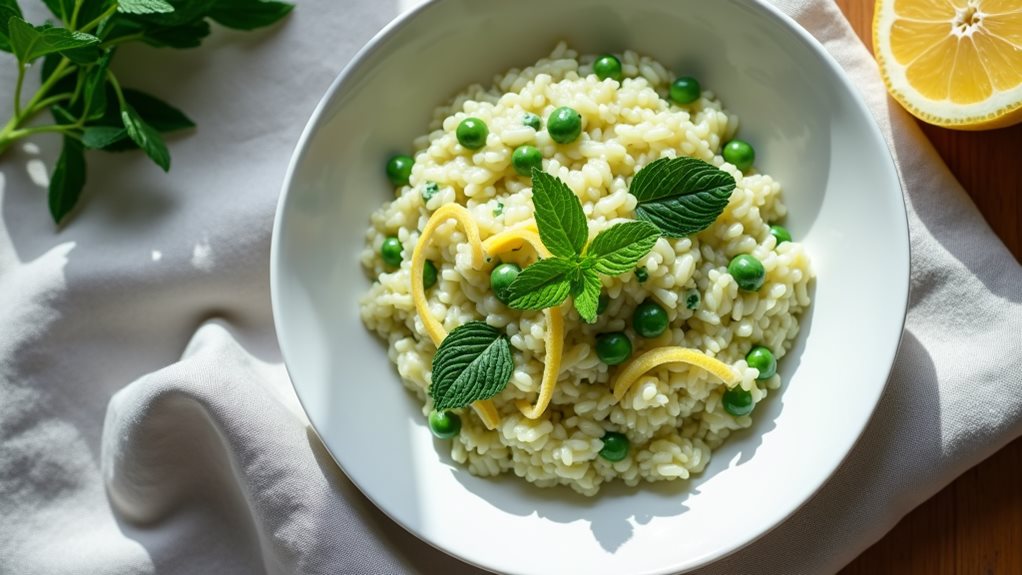 lemon mint pea risotto