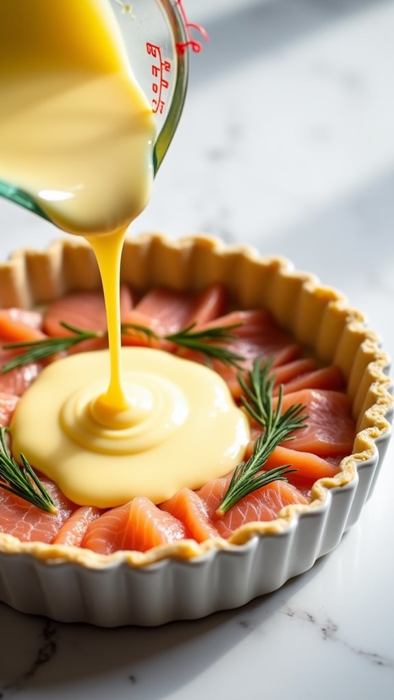 pour egg mixture gently