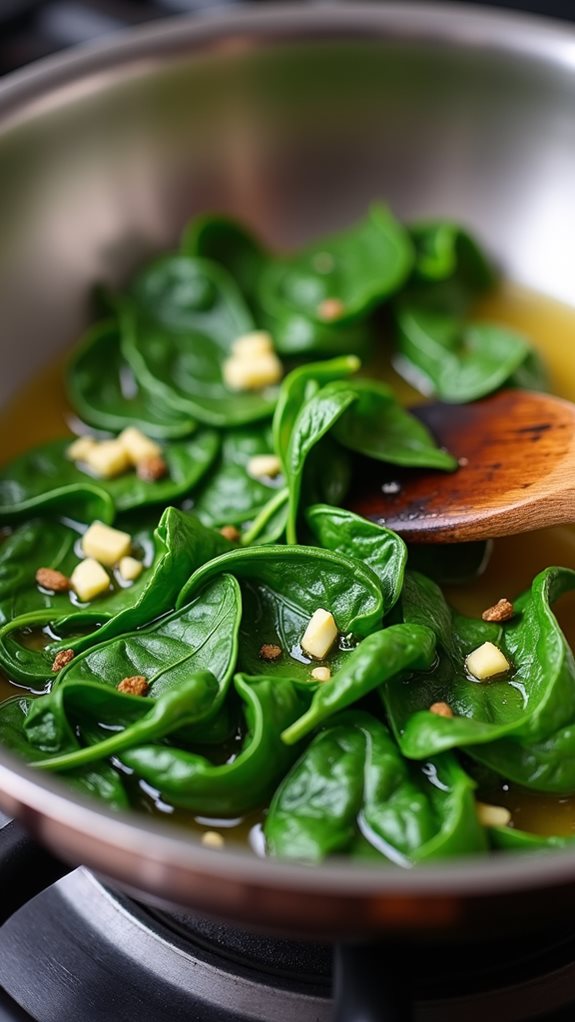 saut garlic with spinach