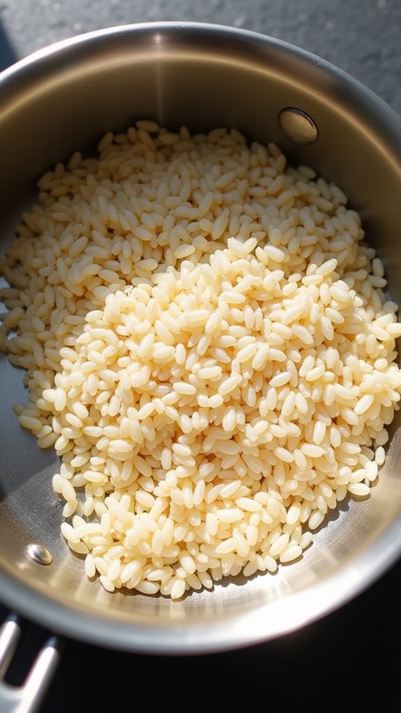 toast rice in pan