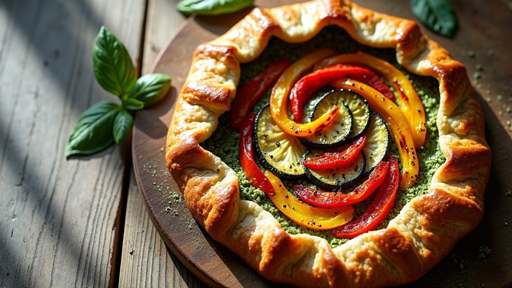 vegetable galette with pesto