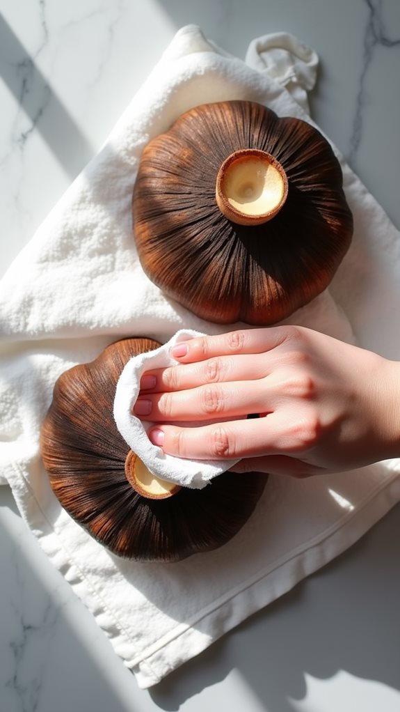 wipe mushrooms with towel