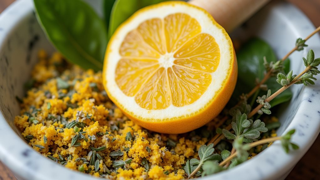 herbs enhancing yuzu flavor