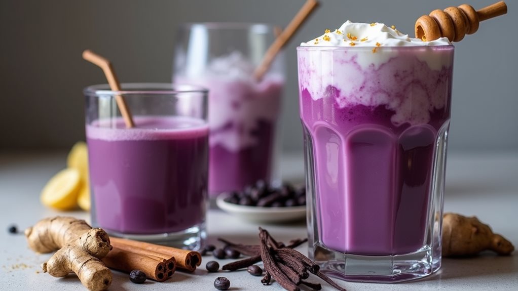 ube infused colorful drinks