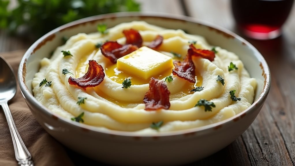 bacon infused blue cheese mash