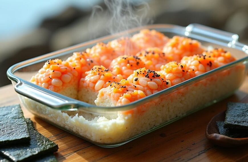 baked sushi casserole dish