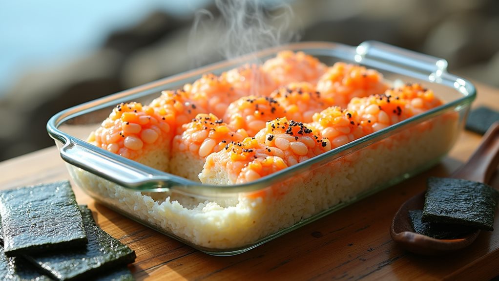 baked sushi casserole dish