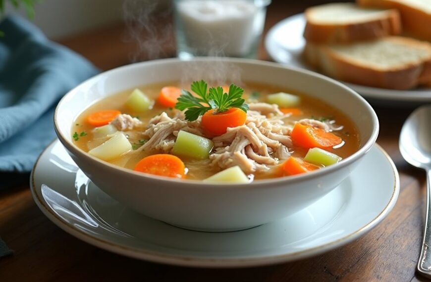 comforting warm chicken broth