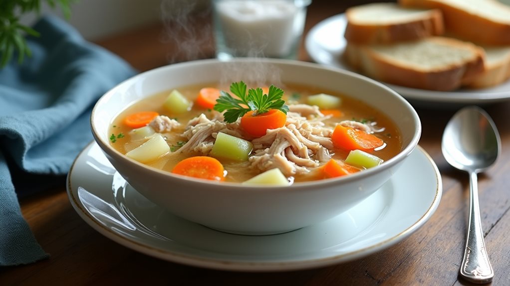 comforting warm chicken broth