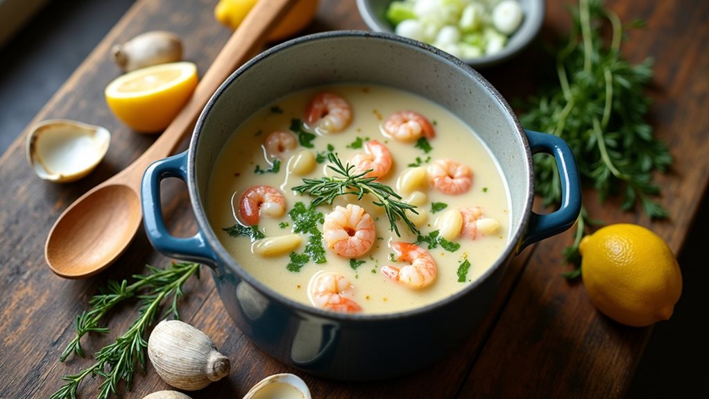 cozy coastal seafood chowder