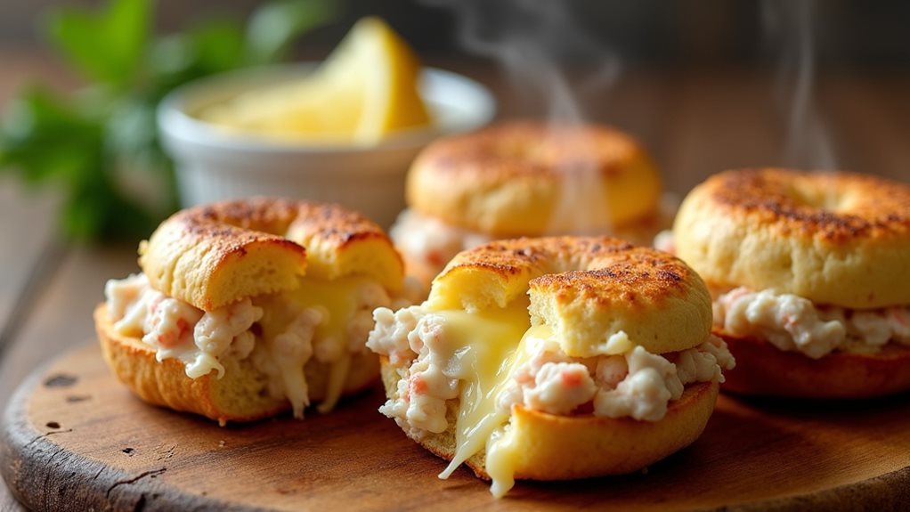 crab topped english muffins