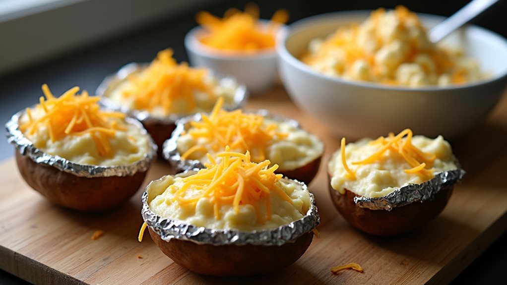 creamy cheddar twice baked potatoes