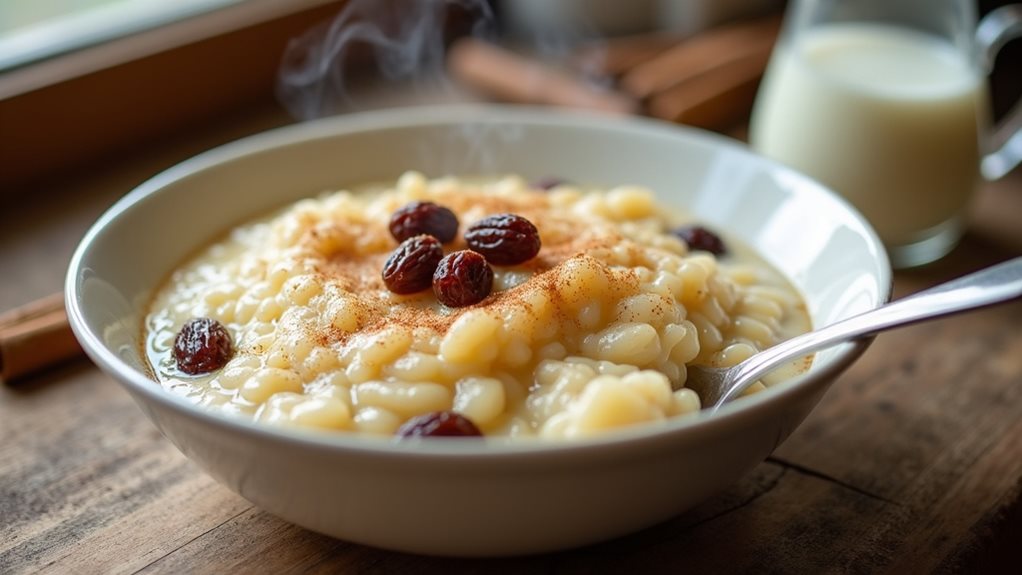 creamy dessert with rice