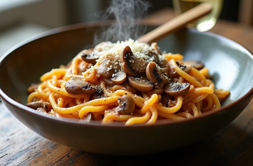 creamy mushroom pasta dish