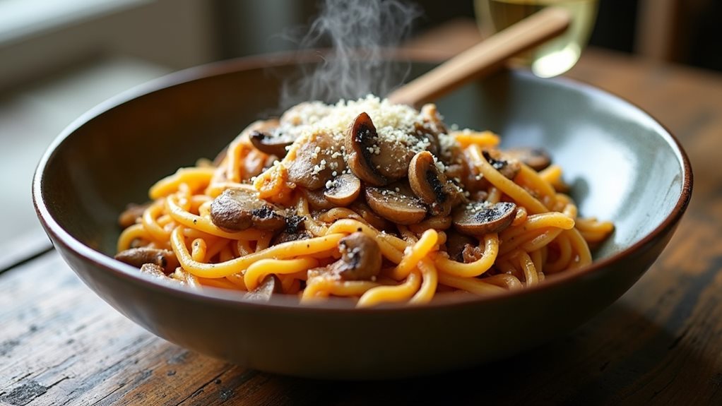 creamy mushroom pasta dish