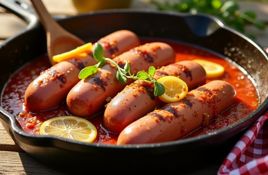 delicious outdoor sausage meal