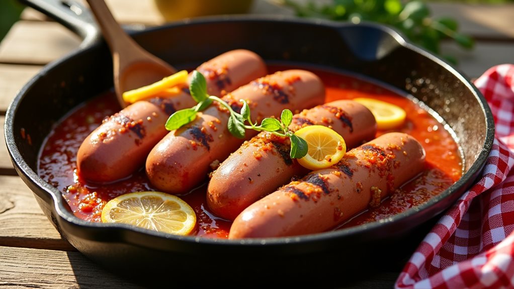 delicious outdoor sausage meal