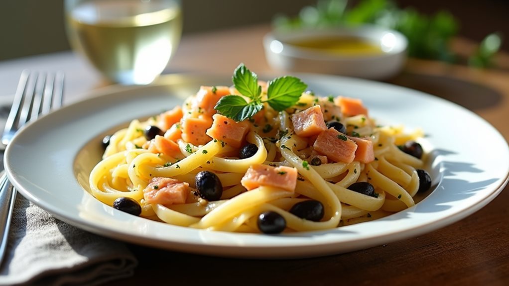 delicious salmon pasta dish
