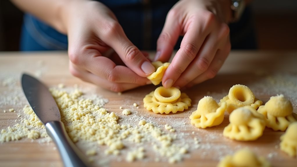 handcrafted orecchiette pasta making
