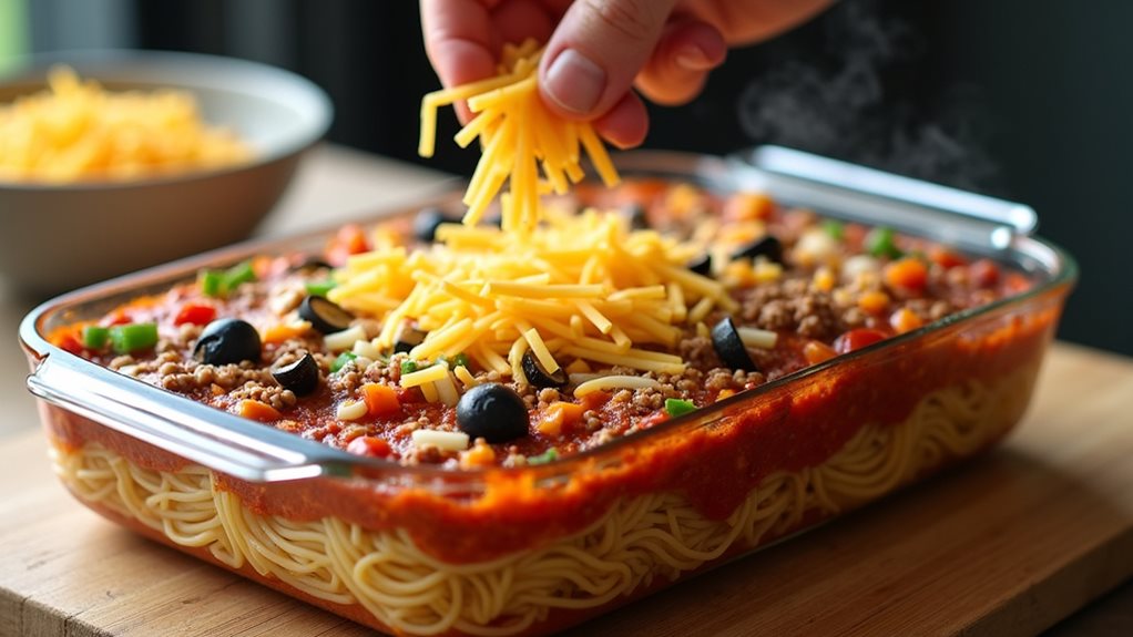hearty layered spaghetti bake