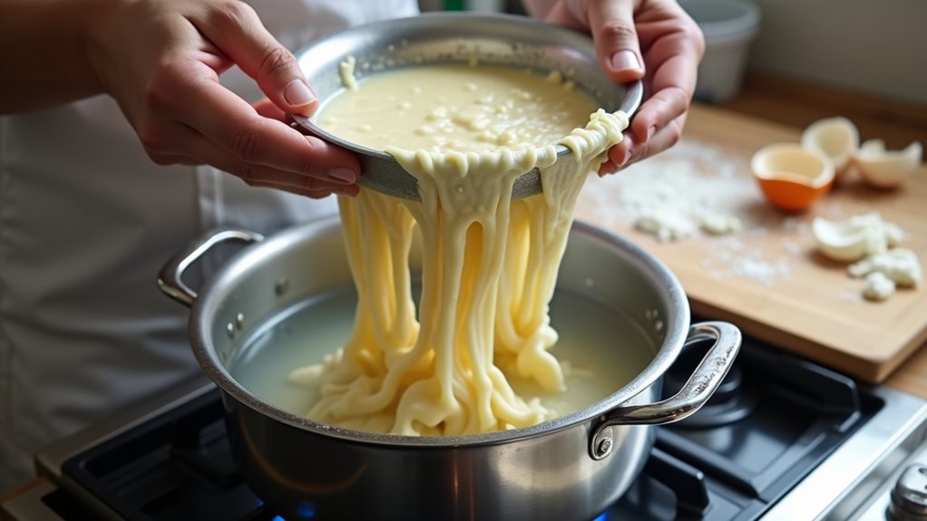 homemade spaetzle cooking technique