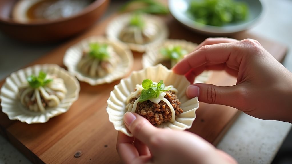 juicy homemade gyoza assembly