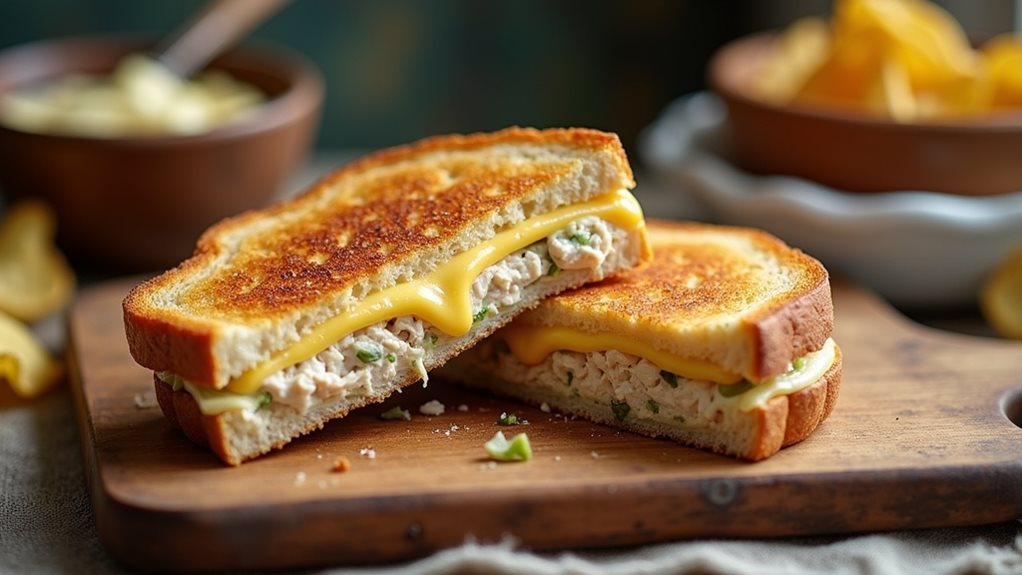 melty golden tuna sandwiches