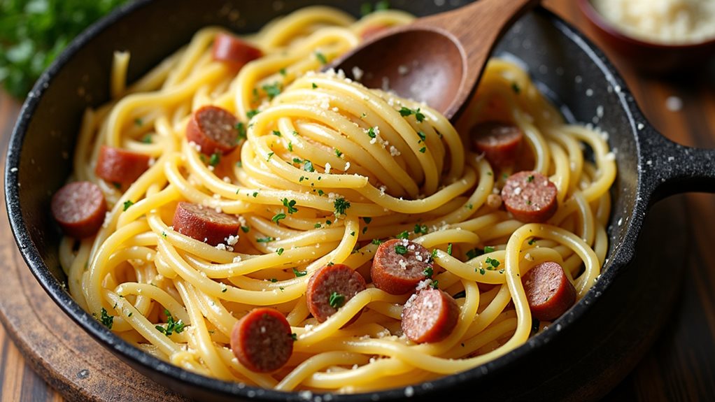 rustic carbonara with sausage