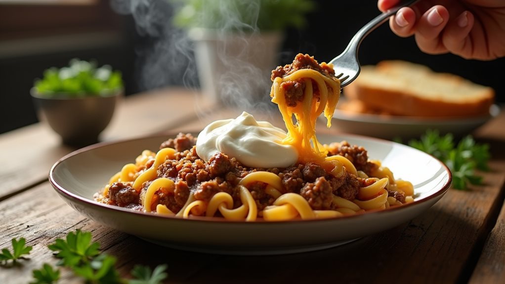 savory beef and noodles