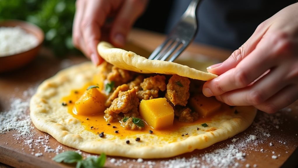 savory curry meat roti