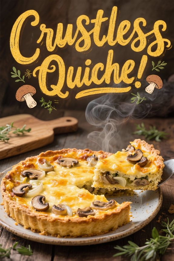 savory mushroom crustless quiche