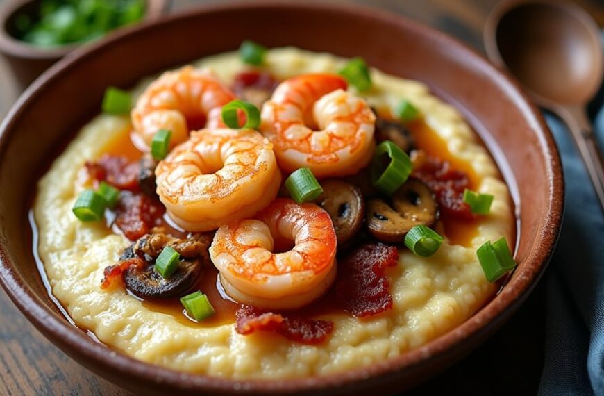savory shrimp over grits