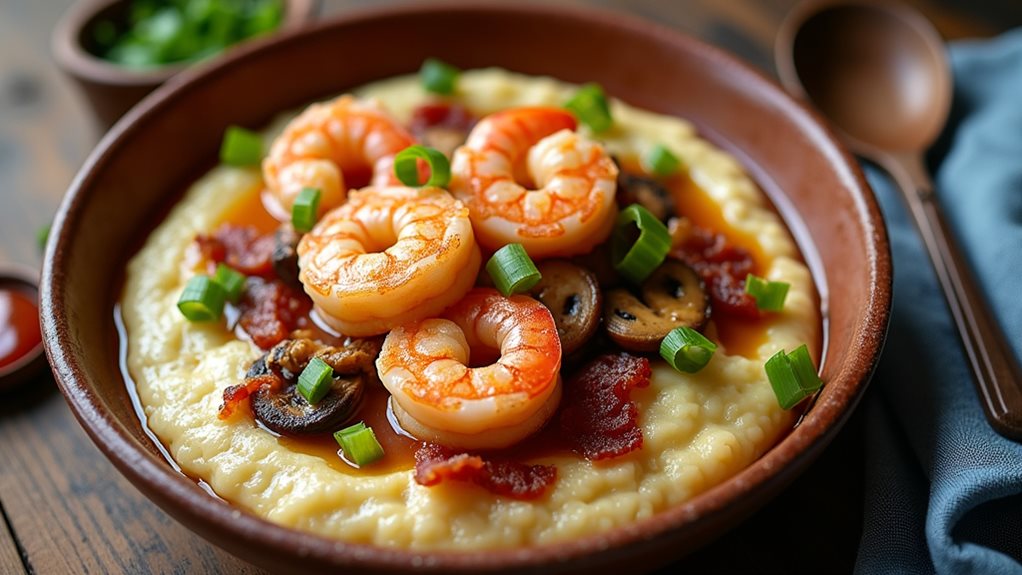savory shrimp over grits