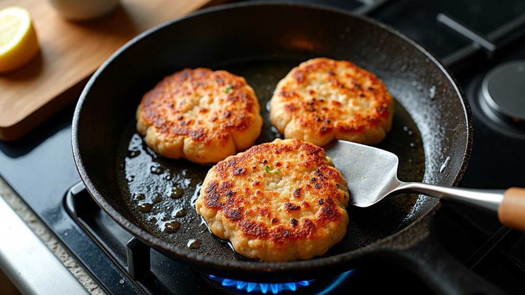 sizzling homemade salmon patties