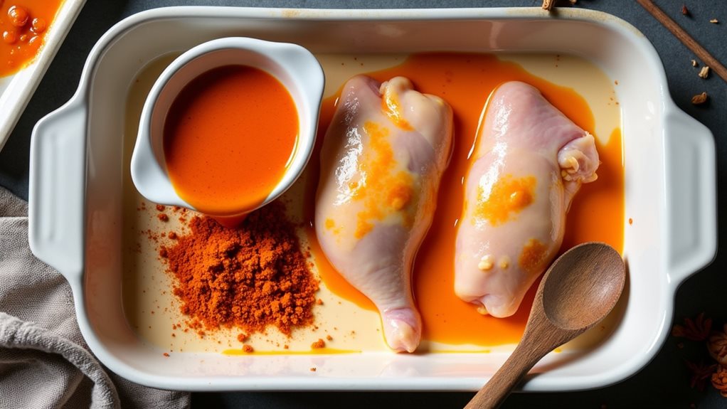 vibrant marinated tandoori chicken